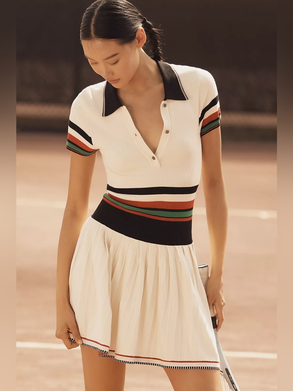 Anthropologie Daily Practice Check Mark Polo Knit Mini Dress